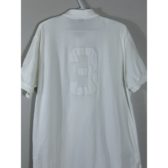 VTG Polo Ralph Lauren Big Logo #3 Rugby Polo Shirt Y2K Large All White Big Pony - Picture 7 of 10